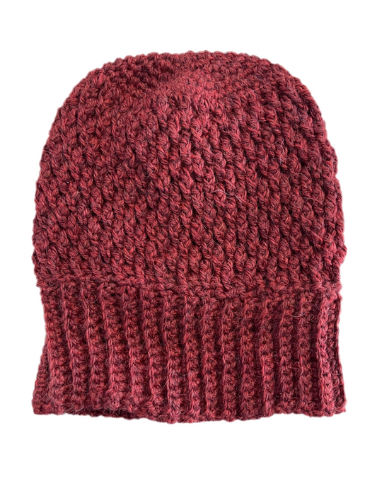 Hand Crocheted Textured Alpaca Beanie