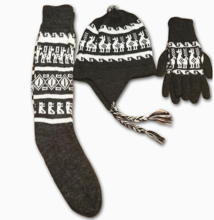 Alpaca Inca Hat, Gloves, Socks Set