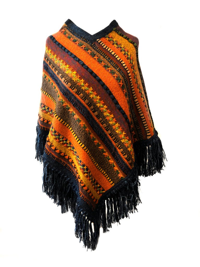 Tapestry Weave Alpaca Poncho
