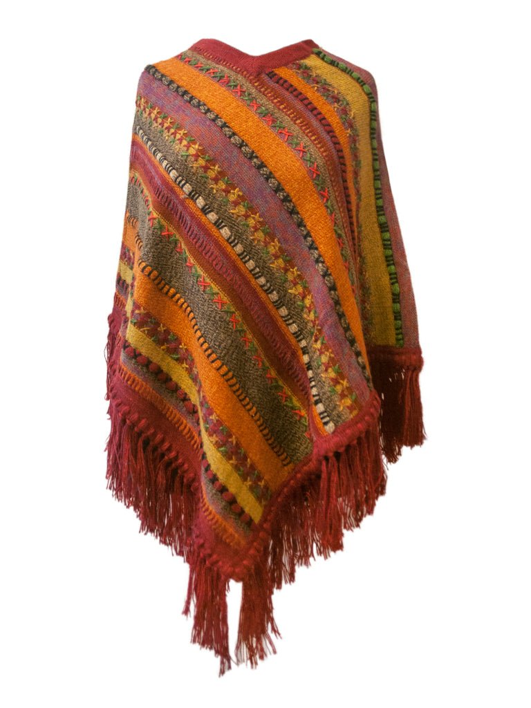 Tapestry Weave Alpaca Poncho