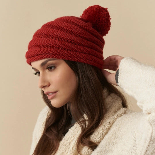 Seashell Alpaca Hat - Red