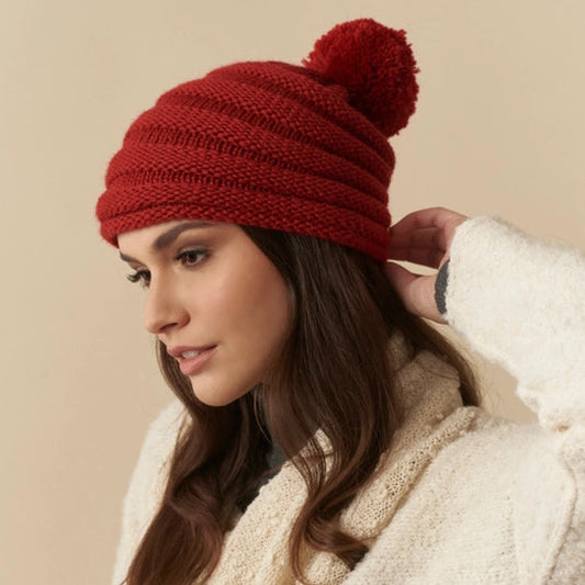 Seashell Alpaca Hat - Red